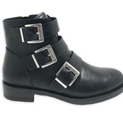 Womens TIME and TRU Stylish Black Buckle Ankle Boot Size 10 Size Zip New