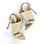 👡  Leather Nude Vero Cuoio Strappy Stiletto open toe Sandals Sz 9