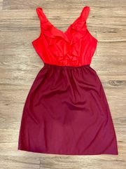 Mossimo Pink and Maroon Two-Tone Ruffle Sleeveless Dress, Size XS