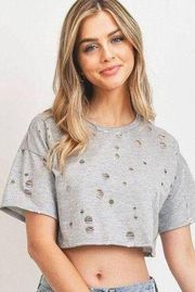 NWT Short Sleeve Cropped French Terry - Heather Grey - Medium