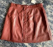 Free People Women's Maisie Button-Front Vegan Mini Skirt Double Dare Size 10 NEW