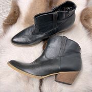 Very Volatile black cowboy ankle booties with wood heel size 8 leather upper