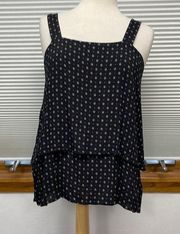 S // Bobeau NWT Black and Blue Patterned Tiered Tank Top