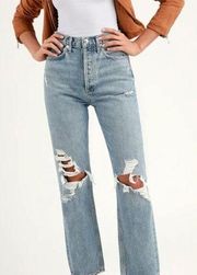 True Religion Button Fly High Waist Straight Leg Jeans