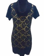 AB Studio Sweater Dress, Black, Gold, Medium