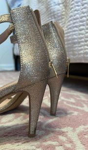 gold sparkly stiletto heels