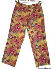 Vintage Lilly Pulitzer White Label Liza Capri Pants Diamond Head Patch Sz 4