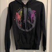 Black hoodie with sparkly peace sign