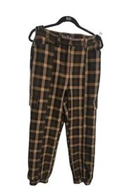 Ny & co 7th Ave Joggers Cargo Pocket brown and tan plaid