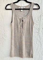 Diane Von FurstenbergCotton Blend Lace Up Tank Top Beige Blue Women Size Large