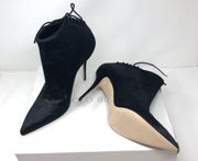 MANOLO BLAHNIK black calf hair pointed booties, made in italy, size 40, NWOT