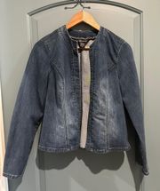 $48  Open Front Denim Jacket in Medium Wash Sz PM