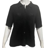 Akris Punto Black Knit Short Sleeve Blouse