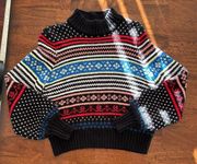 American Eagle Colorful Cropped Balloon Sleeve Knit Sweater Size M