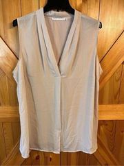 Violet & Claire Top Womens 1X Beige Sleeveless Blouse Shirt Light (2812)