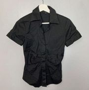 Theory Black Gathered Front Blouse‎