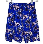 Joe Benbasset Blue Floral Pleated Flare Skirt Med