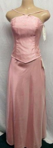 "MICHAELANGELO" PINK BEADED EMBROIDERY FORMAL PARTY EVENING  2 PCS GOWN SZ 2 NWT