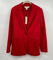 Rachel Zoe Blazer Red Single Button Stretch Knit Notched Collar NWT Size Medium