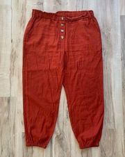 ELODIE rust orange button jogger pants