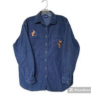 Vintage  Pooh and‎ Tigger Embroidered Button Up Size L