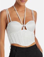 AQUA Corset Top Size Medium White Bustier Halter Cropped Sleeveless NWT