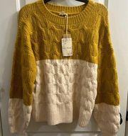 BNWT Hem & Thread Mustard & White Sweater