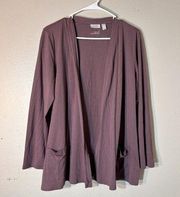 Logo by Lori Goldstein Purple Long Sleeve Cardi Knit Cardigan Lightweight Medium