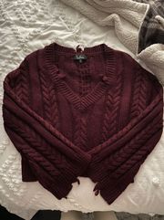 Distressed V Neck Sweater