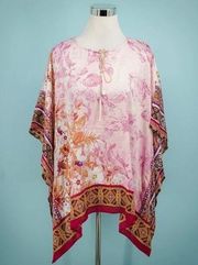 Susan Graver Handkerchief Blouse Pink Silk Size Medium