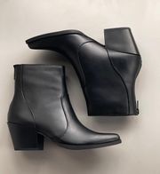 Black Western Chunky Heel Ankle Bootie 