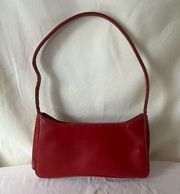 Vintage Y2K Leather Baguette Bag Purse Zip Closure Minimalist Cherry Red