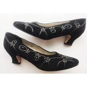 Newport News • Vintage Embellished Suede Heels