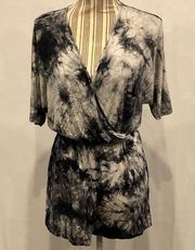 One Clothing tie-dye romper black and gray size md