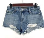 Joe’s Jeans Embroidered Floral Distressed Cutoff Jean Shorts Size 24 festival