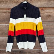 NWT/ 1901 Cable Knit Turtleneck Colorblock Red/Blue/Yellow/White  Sweater