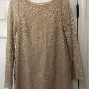 Tan Floral Lace Dress