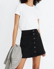 Madewell Stretch Denim‎ A-Line Mini Skirt in Black Frost Sz 24