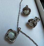 Opal necklace and earrings