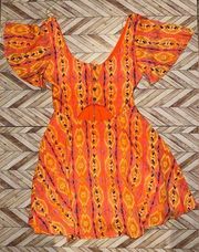 Adorable Aztec Gianni Bini Orange Dress Sundress