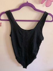 Forever 21 Black Bodysuit with Sheer Racer Lined Front and Half Sheer Back