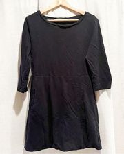 Young Fabulous & Broke Dress Black Skater Dress 3/4 Sleeves w/ Pockets Sz L GUC