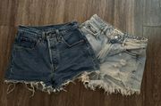 Two pairs of jean shorts