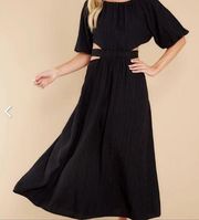 Black Open Back Midi Dress