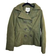 American Rag Co .Womens Army Green Double Breasted Short Peacoat Jacket