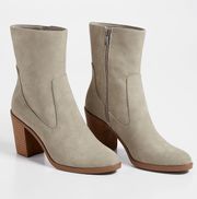 Maurices Addison Mid Ankle Block Heel Booties Taupe Gray 