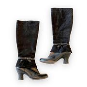 Naya Anthropologie Juniper Black Suede Tall Boots Victorian Romantic Size 5.5