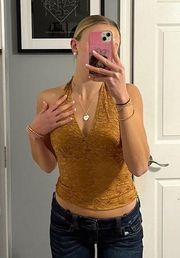 Wet Seal Y2K Tan Lace Tank Top