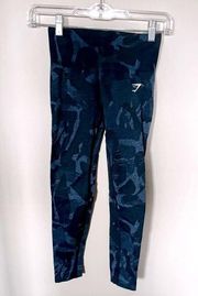 Gymshark  navy blue camo adapt seamless leggings size XS