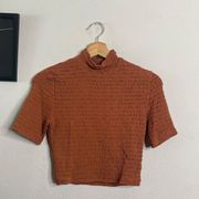 NEW A.L.C Top Smocked Mock Neck Crop Top Size S